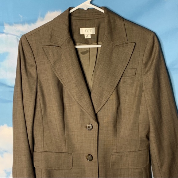 Loft- Brown/Gray Wool Blend Blazer size 8 Petite - Picture 2 of 14